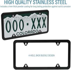 img 2 attached to 🚗 LotFancy Stainless Steel License Plate Frames, 2Pack 4 Hole Car Covers - Black US Vehicle Holder with Screws & Washers