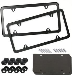 img 4 attached to 🚗 LotFancy Stainless Steel License Plate Frames, 2Pack 4 Hole Car Covers - Black US Vehicle Holder with Screws & Washers