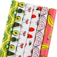 🍓 laribbons fruit wrapping paper roll - perfect for special occasions: birthdays, weddings, baby showers, mother's day - pack of 6 rolls - each 30 inch x 120 inch logo