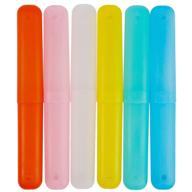 pack of 6 portable toothbrush storage cases by maggift - assorted colors for travel logo