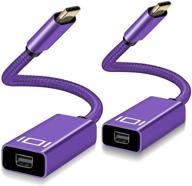 🔌 2 пак usb c к мини дисплейпорт адаптер, 4к 60гц usbc мужской к мини dp женский конвертер, thunderbolt 3 совместимый для macbook, mac air, ipad, surface book pro 7, xps 15/13 логотип