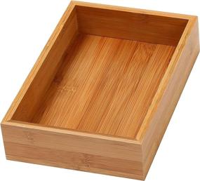 img 1 attached to YBM Home Bamboo Drawer Organizer Storage Box for Kitchen, 🗄️ Office, Bedroom, Children's Room, Craft, Sewing, and Bathroom - 6x9x2 Inch