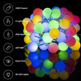 img 2 attached to 🌟 Brilliant and Waterproof KAiSnova Multi-Color Easter Fairy Light: 20FT 60LEDs Globe Ball String Lights, USB Operated with Remote. Perfect for Girls Room, Dorm, Wedding Party, Indoor and Outdoor Decoration!