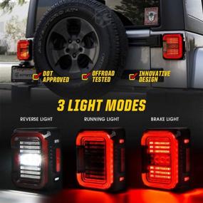 img 1 attached to 🚦 Xprite LED Tail Lights: Unique 'C' Shaped Design for Jeep Wrangler JK JKU 2007-2018 | Clear Lens, Running, Brake, Turn Signal, Reverse Light | DOT Approved, Built-in EMC