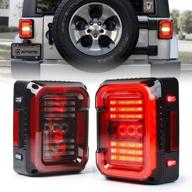 🚦 xprite led tail lights: unique 'c' shaped design for jeep wrangler jk jku 2007-2018 | clear lens, running, brake, turn signal, reverse light | dot approved, built-in emc logo