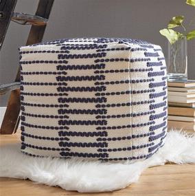 img 3 attached to Blue & White Geometric Square Pouf Ottoman by Signature Design, 16 x 16 Inches