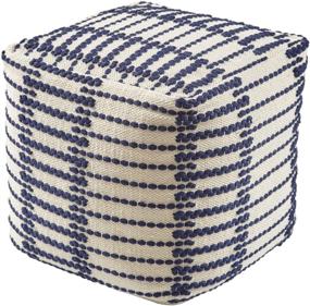 img 4 attached to Blue & White Geometric Square Pouf Ottoman by Signature Design, 16 x 16 Inches