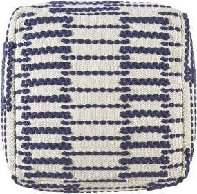 img 2 attached to Blue & White Geometric Square Pouf Ottoman by Signature Design, 16 x 16 Inches