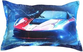 img 1 attached to 🏎️ Race Car Bedding Twin Size Duvet Cover Set for Kids - Racing Theme Comforter Cover Set with Zipper Ties - Boys Girls Bedroom Decor - Includes 1 Duvet Cover and 1 Pillowcase