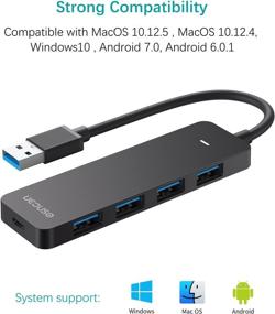img 1 attached to USB Hub, 4 Port USB Adapter, USB 3.0 to 4 USB 3.0 with Micro B Adapter (Black) - Enhanced SEO