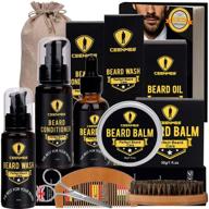 🎁 ceenwes upgraded beard grooming kit: complete beard care set for men with conditioner, oil, brush, comb, balm, shampoo, scissors, storage bag - perfect christmas gifts for dad/boyfriend logo