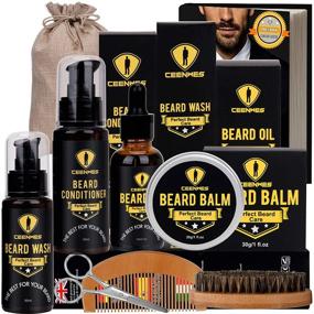 img 4 attached to 🎁 Ceenwes Upgraded Beard Grooming Kit: Complete Beard Care Set for Men with Conditioner, Oil, Brush, Comb, Balm, Shampoo, Scissors, Storage Bag - Perfect Christmas Gifts for Dad/Boyfriend