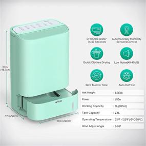 img 2 attached to 🌿 Afloia X3 Dehumidifier for Medium to Large Rooms and Basements - Washable Filter & Continuous Drain Hose - Quiet & Efficient - Intelligent Humidity Control - Green