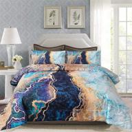 🛏️ blue marble king comforter set - luxurious bedding comforter set for king bed, 3pcs microfiber comforter quilt set (1 comforter + 2 pillowcases), extra soft king comforter set 260x230cm logo