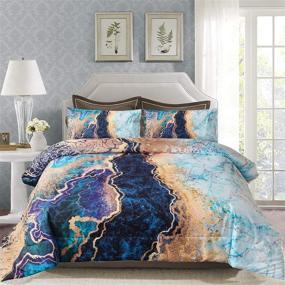 img 4 attached to 🛏️ Blue Marble King Comforter Set - Luxurious Bedding Comforter Set for King Bed, 3Pcs Microfiber Comforter Quilt Set (1 Comforter + 2 Pillowcases), Extra Soft King Comforter Set 260x230cm