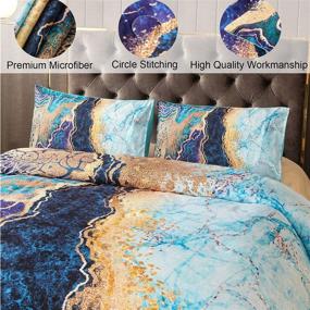 img 2 attached to 🛏️ Blue Marble King Comforter Set - Luxurious Bedding Comforter Set for King Bed, 3Pcs Microfiber Comforter Quilt Set (1 Comforter + 2 Pillowcases), Extra Soft King Comforter Set 260x230cm