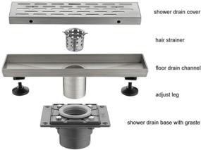 img 3 attached to 🚿 EMBATHER 12 Inches Shower Drain: Removable Strainers & PVC Base for Bathroom Floor - Brushed Nickel Stainless Finish