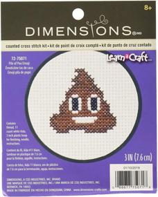 img 1 attached to Dimensions Poop Emoji Mini Counted Cross Stitch Kit for Beginners, 11-Count White Aida Fabric, 3'' Diameter