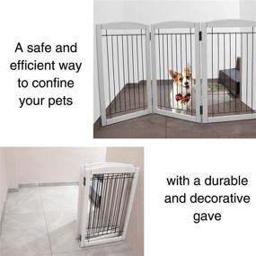 img 2 attached to ZJSF Versatile and Foldable Pet Gate: Wooden Dog Gate for House with 4 Panels, 24 inch Tall Dog Fence, Ideal for Stairs and More - White