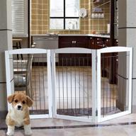 zjsf versatile and foldable pet gate: wooden dog gate for house with 4 panels, 24 inch tall dog fence, ideal for stairs and more - white логотип