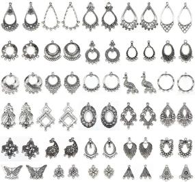 img 3 attached to 📿 JIALEEY Antiqued Tibetan Silver Earring Chandelier Earring Jewelry Making Kit - Assorted Pack of 60 Charms and Drops - Perfect for DIY Earring Creations!