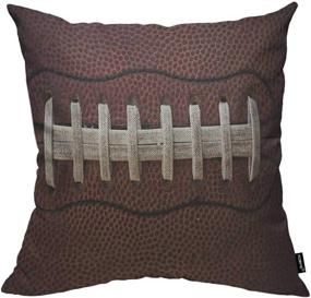 img 4 attached to HOSNYE American Football Cotton Linen Throw Pillow Case with Laces Detail, Closeup Ball Pattern, Pillow Cushion Covers for Home Sofa Decor, 18 X 18 Inch