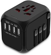 🌍 black universal travel adapter, all-in-one international power adapter with dual usb 2.4a, europe adapter travel wall charger for uk, eu, au, asia - covers 150+ countries logo