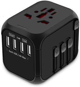 img 4 attached to 🌍 Black Universal Travel Adapter, All-in-one International Power Adapter with Dual USB 2.4A, Europe Adapter Travel Wall Charger for UK, EU, AU, Asia - Covers 150+ Countries