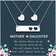 👩 mom daughter necklace set: matching cutout heart bar pendant jewelry for christmas & valentine's day - ideal gifts for mom and daughter logo