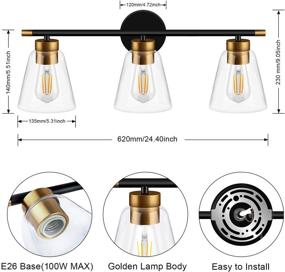 img 1 attached to 💡 Stylish WIHTU Bathroom Vanity Light Fixtures: Sleek 3-Light Modern Wall Sconce with Matte Black Finish, Vintage Glass Shade for Mirror Cabinet, Powder Room, Dressing Table