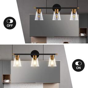 img 3 attached to 💡 Stylish WIHTU Bathroom Vanity Light Fixtures: Sleek 3-Light Modern Wall Sconce with Matte Black Finish, Vintage Glass Shade for Mirror Cabinet, Powder Room, Dressing Table