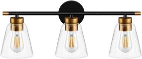 img 4 attached to 💡 Stylish WIHTU Bathroom Vanity Light Fixtures: Sleek 3-Light Modern Wall Sconce with Matte Black Finish, Vintage Glass Shade for Mirror Cabinet, Powder Room, Dressing Table