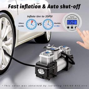 img 3 attached to 🚗 OlarHike 12V Portable Air Compressor: Dual Cylinder Pump Tire Inflator for SUVs, Trucks, RVs with LED Night Light & Auto Shut-Off - Heavy-Duty & 150PSI