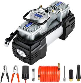 img 4 attached to 🚗 OlarHike 12V Portable Air Compressor: Dual Cylinder Pump Tire Inflator for SUVs, Trucks, RVs with LED Night Light & Auto Shut-Off - Heavy-Duty & 150PSI