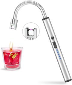 img 4 attached to 🕯️ Silver Candle Lighter, Fubarbar Long Wand USB Rechargeable Lighter - Safe Flameless Electric Arc for Birthday, Outdoor Charcoal, Camping, Barbecue, Cooking, BBQs, Grill, Fireworks