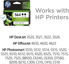 img 3 attached to Картриджи для чернил HP 564 (2 шт.) - Черные, совместимы с серией принтеров HP DeskJet 3500, HP OfficeJet 4600 5500 C6300 6500 7500, B8550, D7560, C510, B209, B210, C309, C310, C410, C510, CB316WN