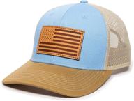 🧢 usa genuine leather patch trucker hat - adjustable snapback baseball cap for men & women with mesh back logo