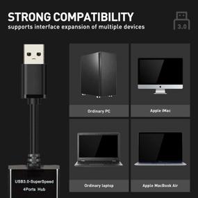 img 1 attached to 💻 High Speed USB 3.0 Hub Splitter - 4 Port Multiport Slim USB Hub Adapter with 9.8&#34; Cable and LED Indicator – Portable Mini USB Expander Hub for MacBook Air/Laptop/Ipad/PC, Compatible for Fast Data Transfer and Charging