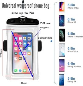 img 1 attached to PSHYX Universal 100 Feet Waterproof Phone Bag Floating Case With Arm Band For IPhone 11 Pro Max XS XR X 8 7 6S Plus Samsung Google LG Phone Up To 7 Inch (Pack Of 2) (White)