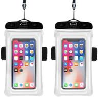 pshyx universal 100 feet waterproof phone bag floating case with arm band for iphone 11 pro max xs xr x 8 7 6s plus samsung google lg phone up to 7 inch (pack of 2) (white) logo