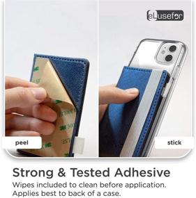 img 2 attached to 📱 Blue Stick-On Phone Wallet for iPhone or Android Case - 6 Sleeve Credit Card Holder, Money & ID Pocket - Built-in Stand - Waterproof Material - Travel, Work & Life-Proof