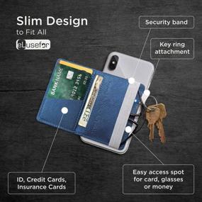 img 3 attached to 📱 Blue Stick-On Phone Wallet for iPhone or Android Case - 6 Sleeve Credit Card Holder, Money & ID Pocket - Built-in Stand - Waterproof Material - Travel, Work & Life-Proof