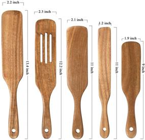 img 3 attached to 🥄 Premium 5 Piece Wooden Spurtles Set for Non-Stick Cooking - Acacia Wood Kitchen Tools