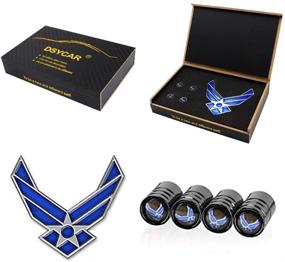 img 3 attached to DSYCAR 3D Metal Blue Wing US Air Force Premium Car Emblem Badge with Free Air Force Logo Tire Valve Stem Caps