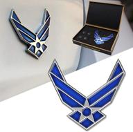 dsycar 3d metal blue wing us air force premium car emblem badge with free air force logo tire valve stem caps logo