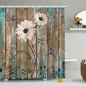img 4 attached to 🏡 Farmhouse Chic: RosieLily Rustic Floral Barnwood Shower Curtain - Vintage American Country Bath Decor with 12 Hooks