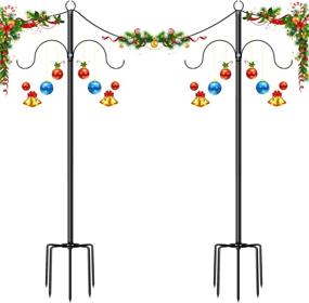 img 4 attached to Cakagaba 9 FT Outdoor String Light Poles with Shepherds Hooks - Ideal Christmas Decoration for String Lights in Garden, Backyard, Patio, Parties, and Weddings (2 PCS, 2in1 Pack)