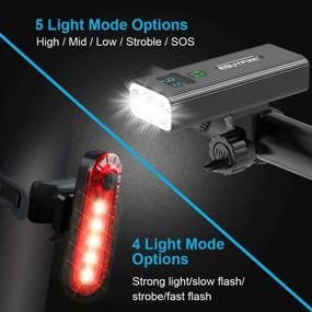 img 2 attached to 🚴 EBUYFIRE Bike Lights USB Rechargeable: 1200 Lumen Front & Back Bicycle Light Set with Power Bank Function