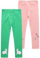 girls' 3-pack cotton leggings with casual stretch - trendy clothing logo
