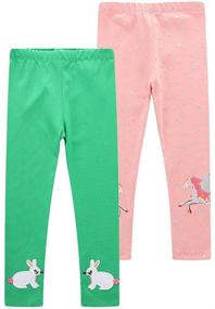 img 4 attached to Girls' 3-Pack Cotton Leggings with Casual Stretch - Trendy Clothing